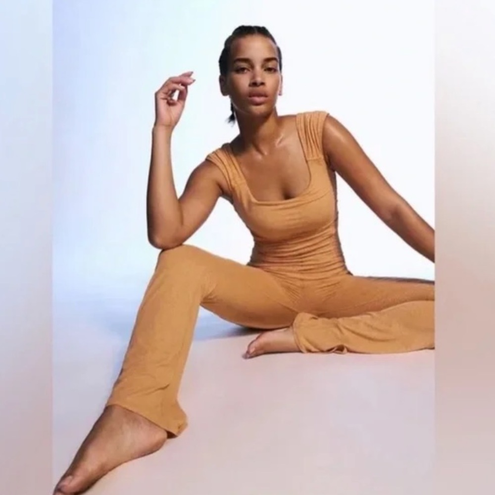 Free People Pirouette One-Piece Ruched Flared Onesie Jumpsuit